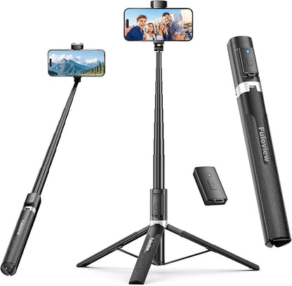 Selfie Stick Travel Tripod for iPhone Wireless Remote for Selfies, Extendable Selfie Stick for iPhone, iPhoneTripod for Video Recording, 60 inch, Black