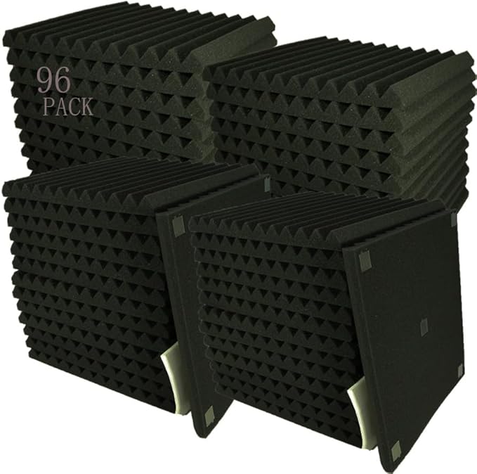 96 Pack Medium Sale Acoustic Foam Soundproof Foam(Accompanied By Double-Sided Adhesive Tape) (96 Black)
