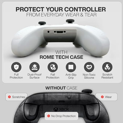 for Xbox Controller Series X/S (2024/2023) Silicone Protective Cover, Soft Skin Xbox Controller Accessories, Anti-Slip Cover with 2 Joystick Caps (White)
