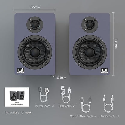 60W Computer Speakers for Desktop PC, DSP, Bluetooth 5.3, 24-Bit Optical, USB-C, AUX, Silk-Dome Tweeter, Carbon-Fiber Driver, Desk Speakers for Laptop/Mac/Monitor, Slate Blue
