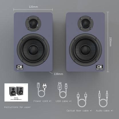 IBALL·BOX H2 Bookshelf Speakers, 60W Stereo, Record Player/Computers Speakers, DSP, Carbon-Fiber Woofer, Silk Tweeter, Optical/USB-C/AUX, Bluetooth 5.3, Slate Blue