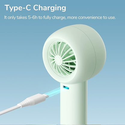 JISULIFE Mini Portable Fan-Bladeless Safe Design, Powerful Turbo Handheld Fan with 5 Speeds, 16Hrs Max Cooling Time，USB Rechargeable, Small Pocket for Travel/Lash, Gifts For Girls/Women