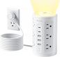 Power Strip Tower with Night Light, 15W Surge Protector Power Strip with USB Ports, 10 FT Extension Cord with Multiple Outlets (12AC+3A+2C) for Home Office Desk DormRoom (White)