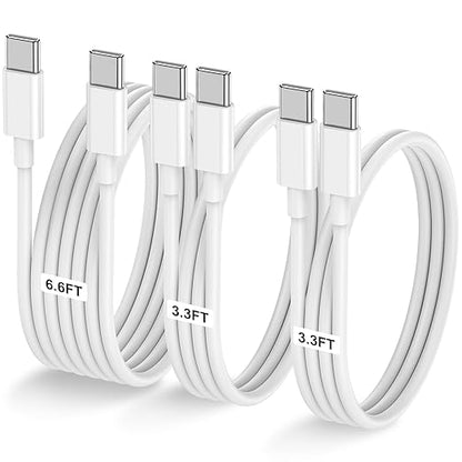 3-Pack [3.3FT+3.3FT+6.6FT] 60W USB C to USB C Cable, Type C to Type C Cable,Fast Charging Cable for iPhone 16 15 Pro Plus Pro Max，for Galaxy S24 S23, for iPad Pro/Air, for MacBook Pro/Air and More