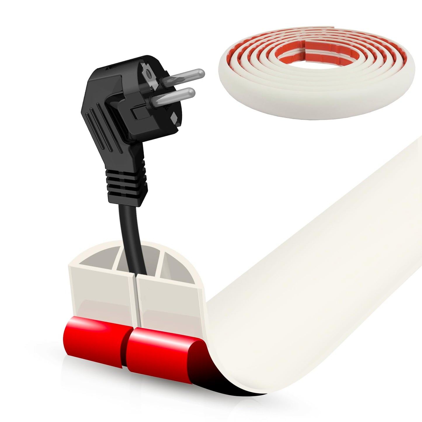 Floor Cord Cover Cable Cavity Self Adhesive Cord Hider Floor 10FT Floor Cable Management Power Cord Protector Floor Electric Cord Covers for Offices, Gym, Exhibitions (Beige, 1.18" x 10')