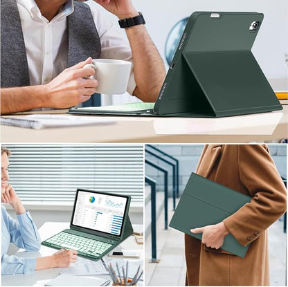 Galaxy Tab A9 Plus Case with Keyboard 5G 11 Inch 2023 (SM-X210/X216/X218), 7 Color Backlit Detachable Tablet Keyboard Cover with S Pen Holder for Samsung Galaxy Tab A9+ 11" (Dark Green)