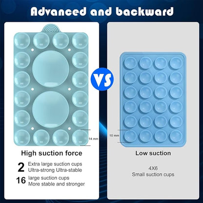 Silicone Suction Phone Holder Mount,Silicon Adhesive Phone Accessory for iPhone and Android, Hands-Free Mirror Shower Phone Holder,TikTok Videos and Selfies (Sky Blue 2Pack, Double Sided)