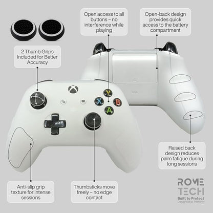 for Xbox Controller Series X/S (2024/2023) Silicone Protective Cover, Soft Skin Xbox Controller Accessories, Anti-Slip Cover with 2 Joystick Caps (White)