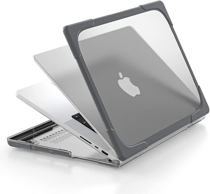 Batianda Compatible with New MacBook Pro 16 inch Case 2024 M4 Chip 2023 2021 Release with M3 M2 Pro Max, Heavy Duty Protective Plastic Hard Shell with Fold Kickstand & Keyboard Cover Protector, Gray