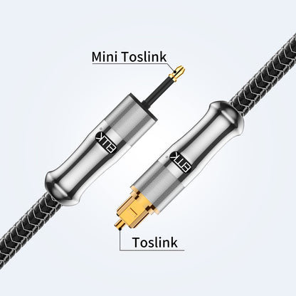 EMK 24K Gold-Plated Toslink to Mini Toslink Cable (10ft/3M) - Digital Optical Audio Cable with 3.5mm Mini Plug for Soundbar, Home Theater, TV - Silver SPDIF Fiber Optic Cord