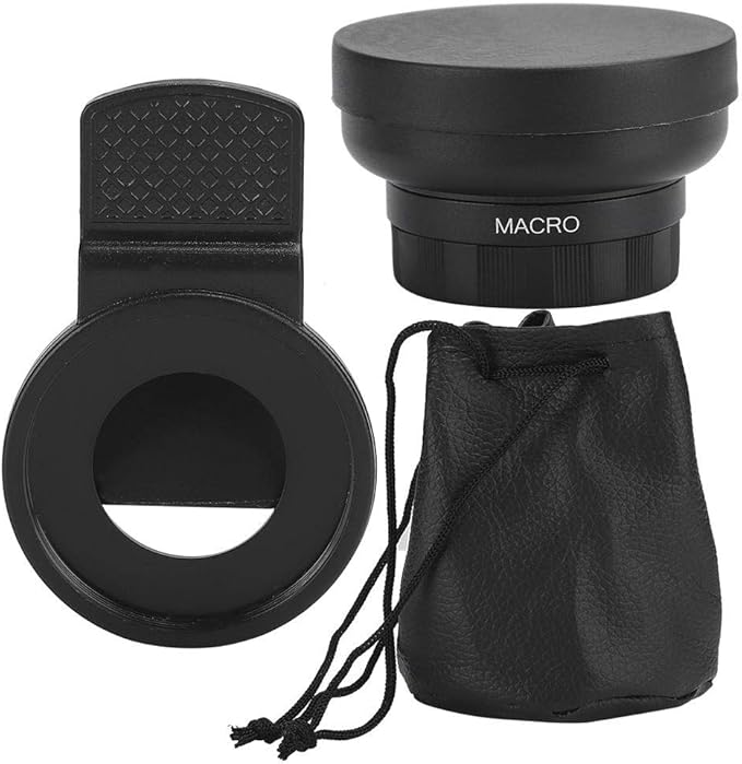 Cell Phone Lens Attachment, 2 in 1 Clip-on Mobile Phone 0.45X Wide Angle + 12.5X Macro Lens HD for Smartphone Close-up Shooting Accessories