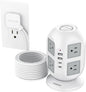 Tower Power Strip, Surge Protector 10 FT Cord, TESSAN Flat Plug Extension Cord with Multiple Outlets, 8 AC Outlets with 4 USB Ports (2 USB C), Charging Station with Surge Protection, for Office Dorm