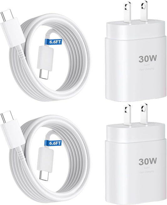 30W Phone 16 15 Charger Fast Charging,USB-C Wall Fast Charger Block Adapter with 6.6Ft USB C to C Fast Charging Cable Cord for Phone 16 15 Pro/16 15 Pro Max/15 Plus,Pro 12.9,Samsung Galaxy S24 Ultra