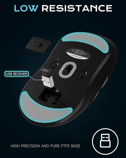VGN Dragonfly F1 Pro Wireless Gaming Mouse - 49g Ultra-Lightweight, 26K DPI Optical Sensor, 6 Programmable Buttons, 65Hrs Battery, Esports Grade - Classic Black