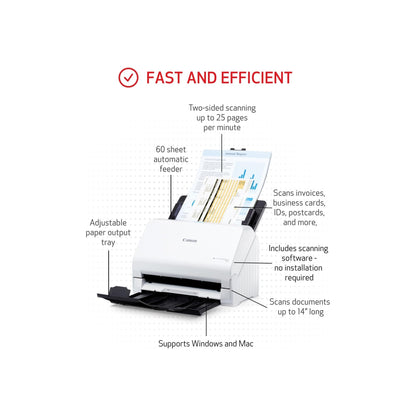 Canon imageFORMULA R30 - Office Document Scanner, Auto Document Feeder, Duplex Scanning, Plug-and-Scan Capability, No Software Installation Required