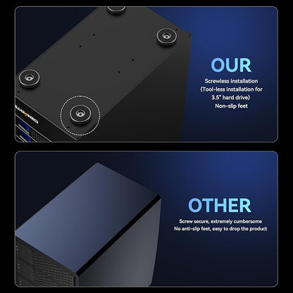10 Bay Hard Drive Enclosure with Cooling Fan for 2.5/3.5" SATA HDD/SSD with USB A/C 3.0 Cable, 3.5 Hard Drive Enclosure Supports 200TB Capacity, Tool-Free HDD Enclosure, DAS(NO RAID/NAS)
