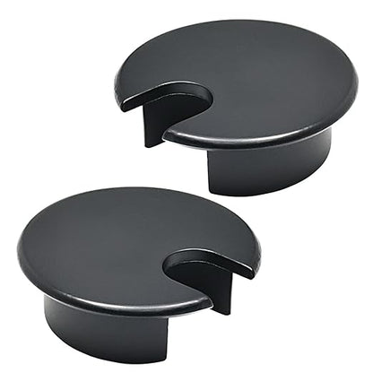 Desk Grommet 1-3/8" (35 mm), Desk Cord Hole Cover, Cable Grommet Metal Zinc Alloy Materilal, Desk Hole Grommet for Office and Home Table Cable, Detachable Cable Cord Organizer (Flat Black 2 Pcs)