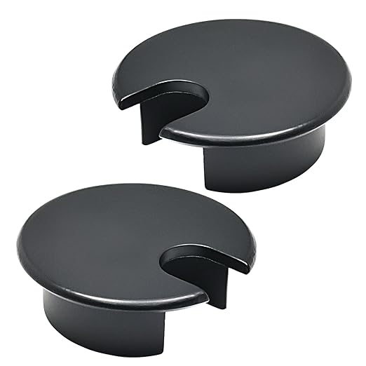 Desk Grommet 1-3/8" (35 mm), 2 Pcs Flat Black Desk Cord Hole Cover