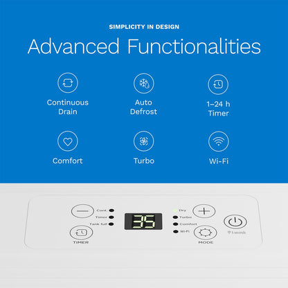 hOmeLabs Dehumidifier 1,800 Sq Ft 8 Pint (MAX 24 Pint at 95°F, 90% RH)