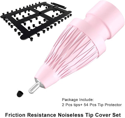 Upgraded Pencil Tips fits for Apple 2nd 1st Gen USB-C iPad Pro Pencil,No Wear Out Fine Point Apple Pen Tip &Noiseless Friction Nib Covers Set, Make iPencil 1 / Pencil 2 Work Like a Charm,Pink