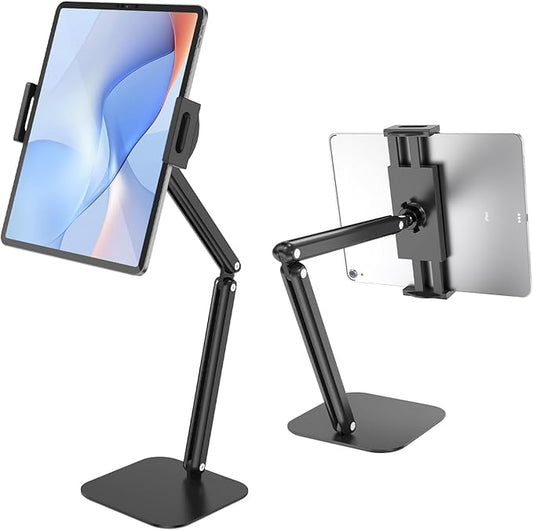 Yumecamp Tablet Stand for Desk,Adjustable iPad Holder Clamp Mount,360°Rotation,Sturdy Aluminum Tablet Arm Mount for 4.7"-15.6" iPad Pro/Air/Mini,iPhone,Portable Monitors,for Kitchen,Work,Video Call