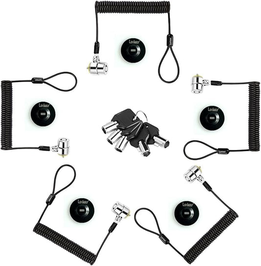 Security Retractable Cable Lock Portable Keyed Laptop Lock 5 Keys 8Ft for Monitors, Laptops, MacBooks, Tablets, iPad,Mac Mini,(5 Pack Keyed Alike)