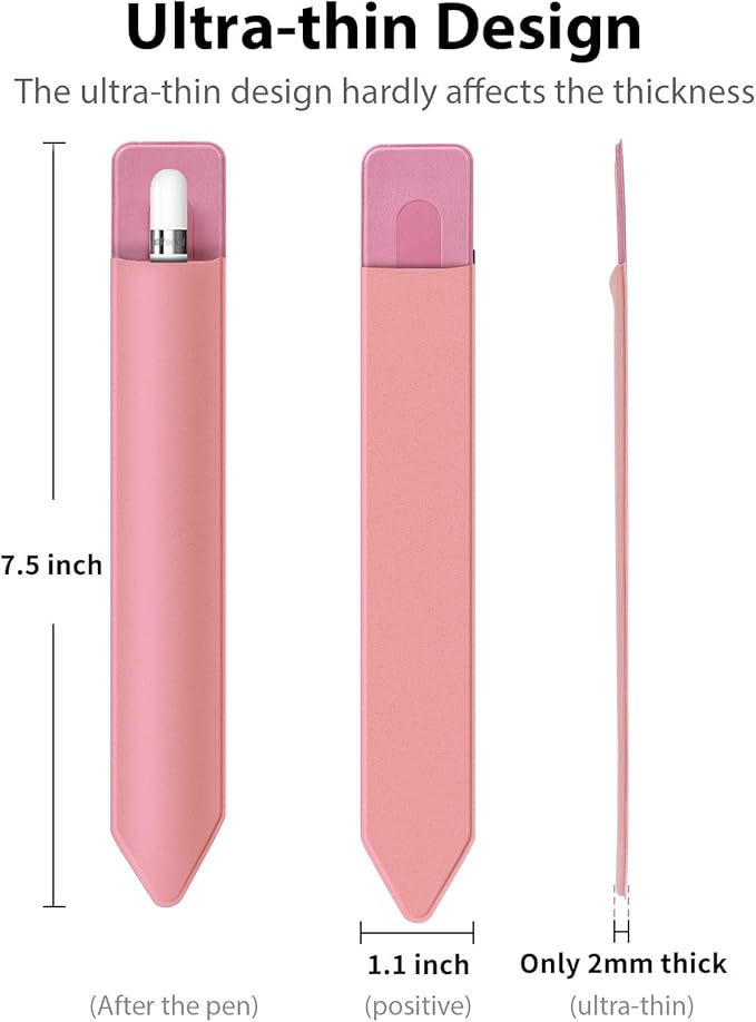 Doormoon Pencil Holder Compatible for iPad 2020/ Air/ 9.7 / Pro 10.5/12.9, Detachable Elastic Compatible for Apple Pencil 4th Gen Leather Sleeve Pocket Pouch, Pink Pink