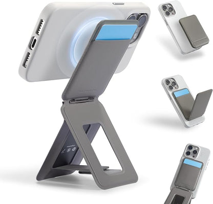 MOFT Phone Tripod Wallet, 3 in 1 Phone Stand MagSafe, NFC-Supported Magnetic Phone Wallet, MOVAS Vegan Leather Adjustable Card Holder, Taupe