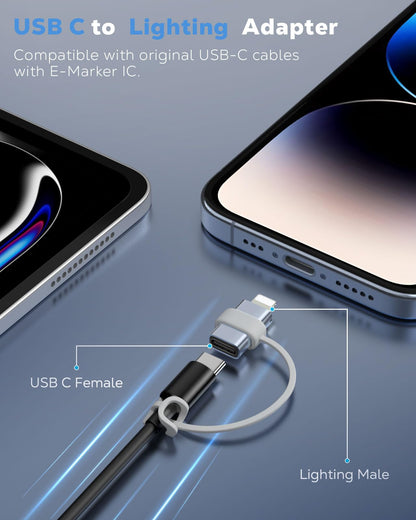 MoKo USB C to Lightning Adapter for iPhone 14/13/12, 2 Pack