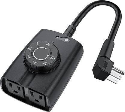 G-Homa Dusk to Dawn Outdoor Timer for Light Sensor Timer Waterproof 2 Grounded Outlets Timers for Christmas Light, 15A 1/2HP, CSA Listed (Turns on After Dusk)