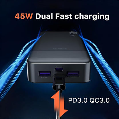 Portable Power Bank, 20000mAh 45W Portable Charger, PD3.0 QC4.0 Fast Charging with LED Display, 2 USB-C, 2 USB-A, Battery Pack for iPhone 15 14 13 Series, MacBook, Galaxy, iPad, and More (Black)