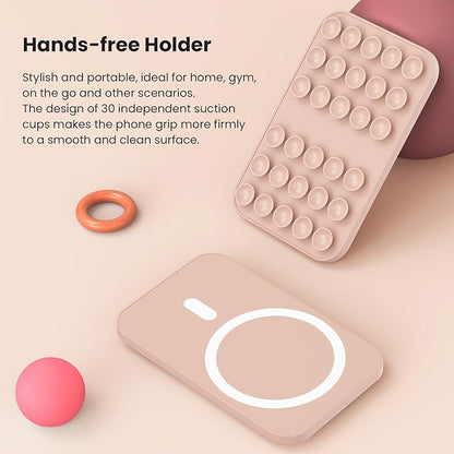 Patented Magnetic Sticky Phone Suction Grip Mount for MagSafe Case,Magnet Silicone Portable Stand Holder for iPhone 16/15/14/13/12 Series and Android, Hands-Free Selfies and Videos,Tea Milk