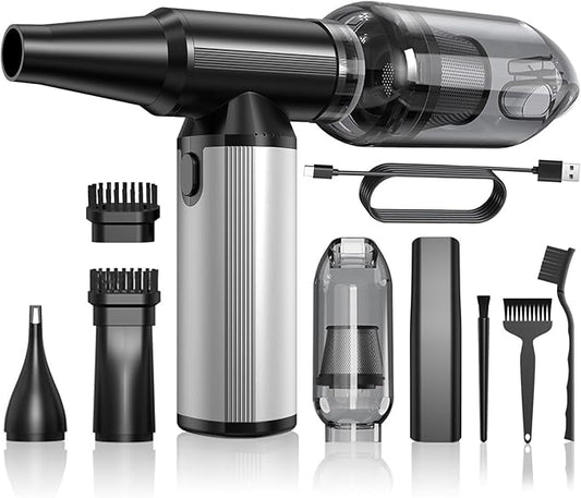 BOBYE Compressed Air Duster, 2-in-1 Blower & Vacuum, 180000RPM Cordless Air Duster with Fast Charging, 3-Gear Adjustable Mini Blower for Keyboard, PC, Car, and Home Cleaning