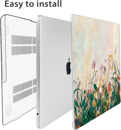 Compatible with MacBook Air 13.6 inch Case 2025 2024 2023 2022 Release M4 A3240 M3 A3113 M2 A2681 with Touch ID, Plastic Hard Shell Case&Keyboard Cover&Screen Film&Webcam Cover, Oil Painting