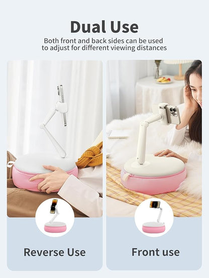 SAIJI Cell Phone Pillow Holder mini iPhone Stand for Bed, Upgraded mini Angle & Height Adjustable Phone Pillow Stand for Watching Video On Bed/Sofa/Lap, Fit for 4.7"-7.0" Device (Pink)