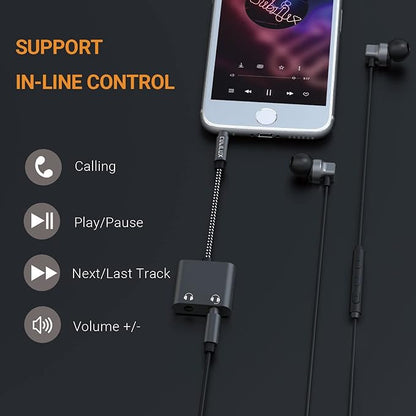 Cubilux 3.5mm to Double Audio Jack Headphone Sharing Splitter Compatible with MacBook iPad iPod, Smartphone, Computer, Laptop, Tablet, MP3, 2-Way 3.5 mm Earphone Ports Adapter, Dual Headsets Connector