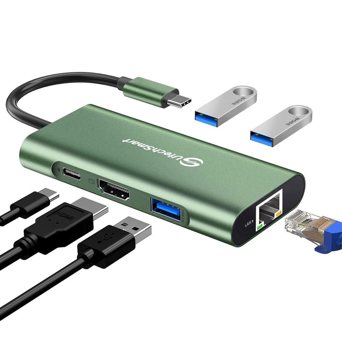 UtechSmart USB C Hub 6 in 1 Multiport Adapter for MacBook Pro/Air