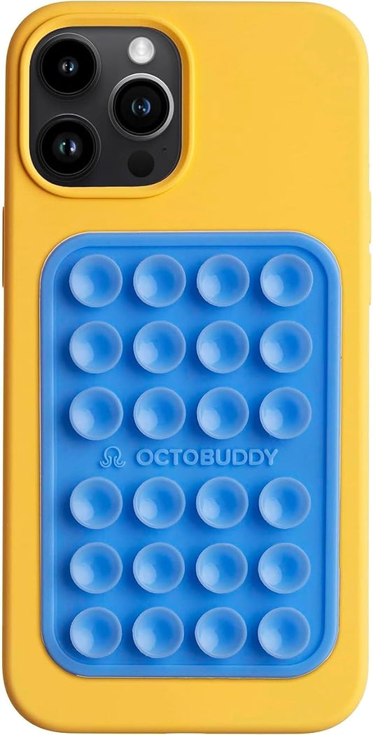 OCTOBUDDY Classic - Silicone Suction Phone Case Adhesive Mount - Hands-Free, Strong Grip Holder for Selfies & Videos - iPhone & Android Compatible - 2.25″ x 3.25″, Baby Blue Jay