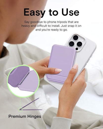 MOFT Phone Tripod Stand Selfie Stick for iPhone, Multi-Angles iPhone Stand, Lightweight & Portable Phone Holder, Strong Magnets, MOVAS Vegan Leather, Travel Essentials, Seafoam (Without Card Slot)