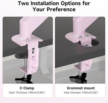 Suptek Monitor Mount Gas Spring Monitor Arm Desk Mount Fully Adjustable Fits 17-32 inch Monitors Weight Capacity up to 22 lbs,Pink(MD8PINK)