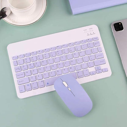 AnMengXinLing Keyboard Case for iPad mini 5 with Mouse, Detachable Wireless Bluetooth Keyboard Pencil Holder Slim Leather Smart Cover for iPad mini 5th Gen 2019, Purple