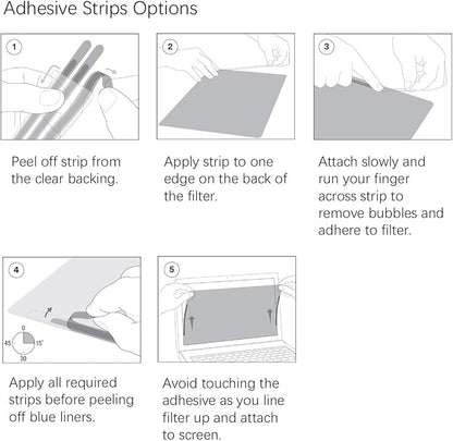 Privacy Filter Adhesive Strips and Slide Mount Tabs for Computer Monitors and Laptops - Replacement Kits