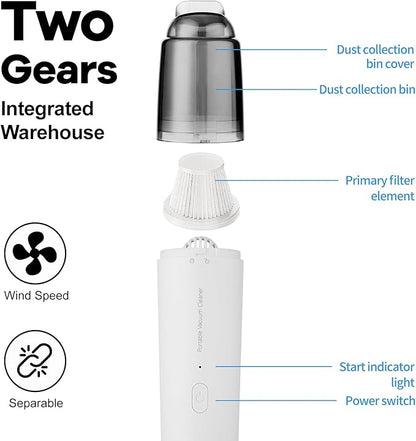 Mini Vacuum Cleaner Cordless,Car Vacuum Cleaner Portable with HEPA Filter, High Power Rechargeable 2 Suction Modes, Lightweight Vacuum for Keyboard,Car, Home, Office, Pet