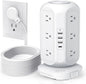 15 ft Long Extension Cord Power Strip Tower,AOFO Surge Protector 12 AC Outlets 4 USB(1 USB C) Ports, Charging Tower Overload Protection with Multiple Outlets for Home Dorm Office