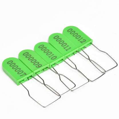 LeadSeals 50PCS Plastic Padlock Security Seals Metal Wire Padlocks Electric Meter Lockout Tags Self-Locking Numbered Anti Tamper Seal Lock Green