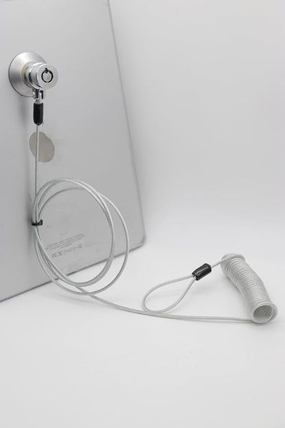 10-Foot Retractable Anti-Theft Steel Cable Lock with Lock Plate, Suitable for laptops, Tablets, Monitors, and Mobile Phones (Silver, 1 Pack)
