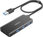 USB Hub for Laptop | 3-Port USBA 3.0 Splitter with SD/TF Card Reader (Charging Not Supported), 2FT Braided Nylon Cable, Multi-Port USB Dock Extender for PC, MacBook, Mac mini, Surface, Desktop