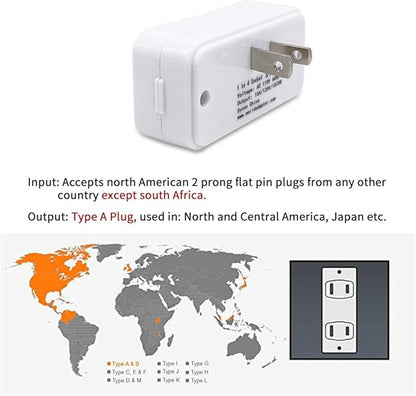 SYCON Adapter Outlet Extender, 2-Prong Mini Wall Plug, Multi Outlet Splitter with 4 Outlets