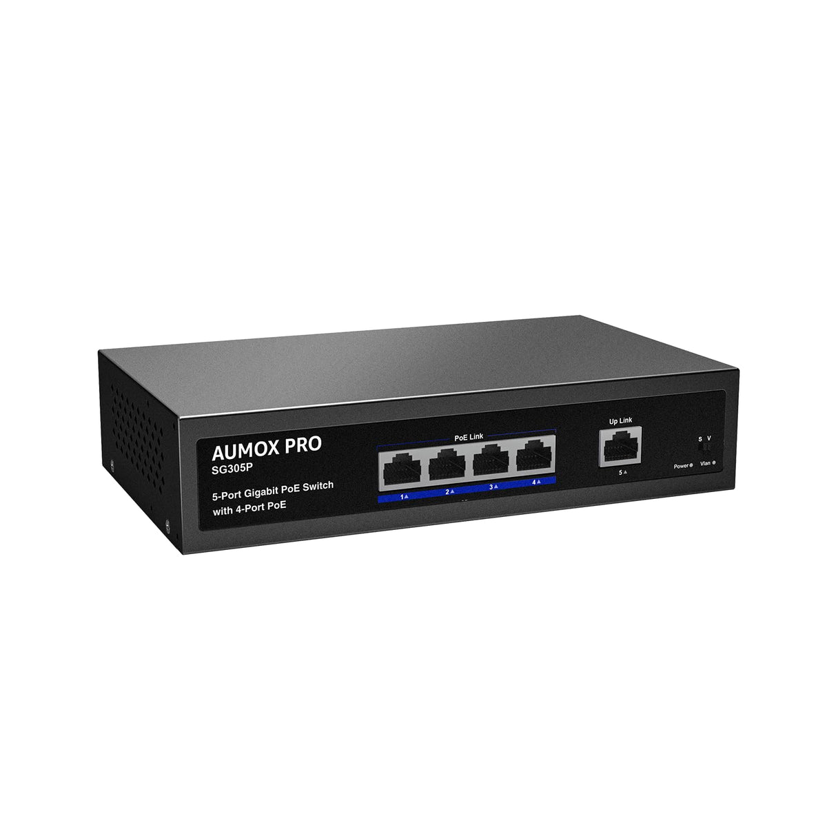 AUMOX PRO 5 Port Gigabit PoE Switch 78W 4PoE 1Uplink VLAN Network Splitter
