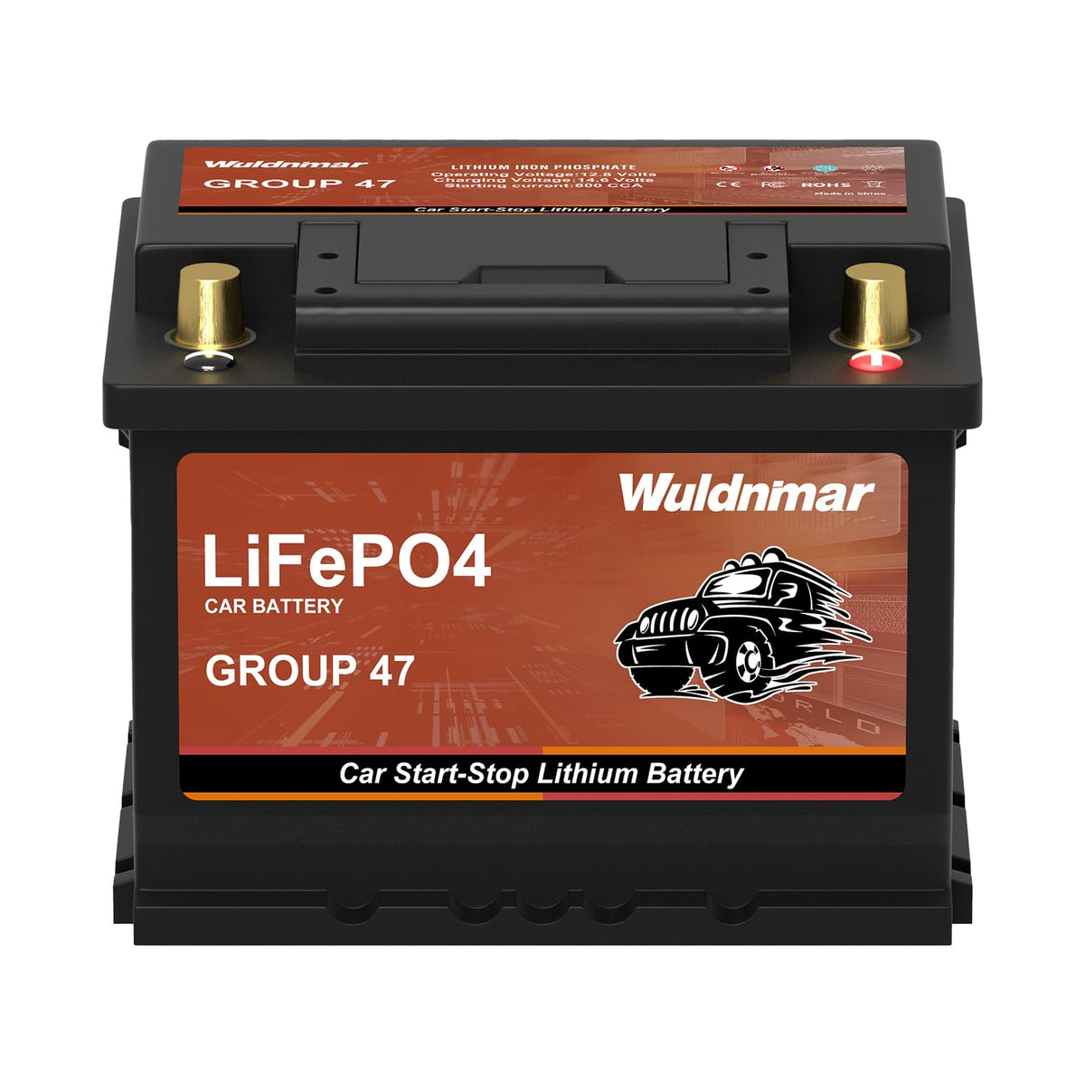 Group 27 12V 80Ah Lithium Battery, LiFePO4 Automotive Battery with 1300CCA, Lightweight Lead-Acid Replacement for Cars, Trucks & SUVs